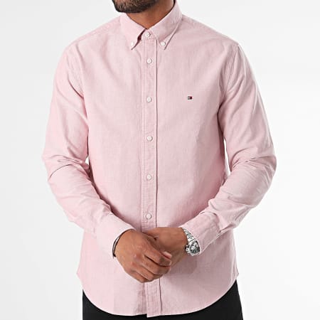 Tommy Hilfiger - Sólido Heritage Oxford 5774 Rojo Heather Camisa de manga larga