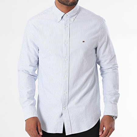 Tommy Hilfiger - Camicia Heritage Oxford a righe a maniche lunghe 6238 Blu Bianco