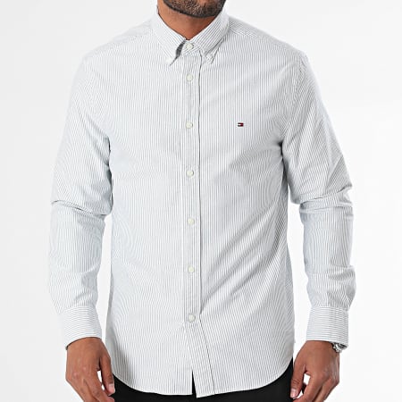 Tommy Hilfiger - Heritage Oxford Stripe Camisa Manga Larga 6238 Verde Moteado Blanco