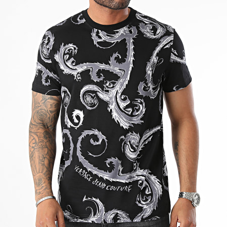 Versace Jeans Couture - Tee Shirt Jers Co Print Chromo Couture 77GAH6S0-JS388 Negro Gris Renacimiento