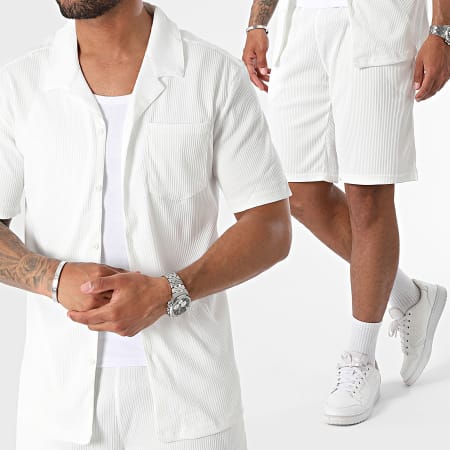 Classic Series - Conjunto de camisa blanca de manga corta y pantalón corto de jogging