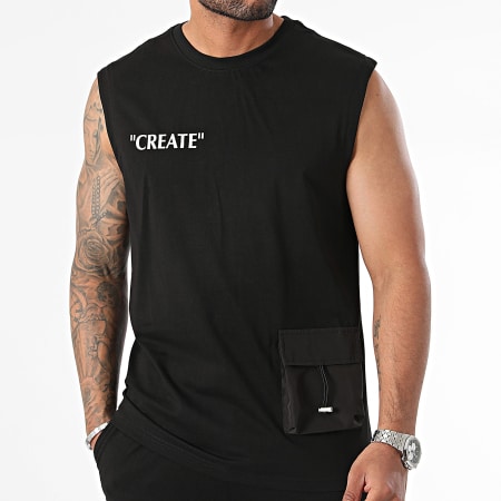 Classic Series - Conjunto de camiseta negra de tirantes y pantalón corto tipo cargo