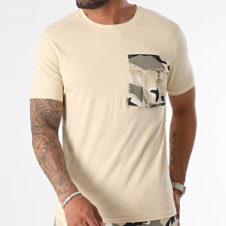 Classic Series - Conjunto de camiseta de camuflaje beige y pantalón corto cargo