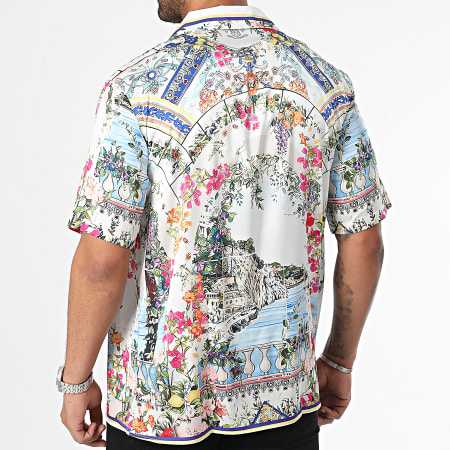 Classic Series - Camisa blanca floral de manga corta