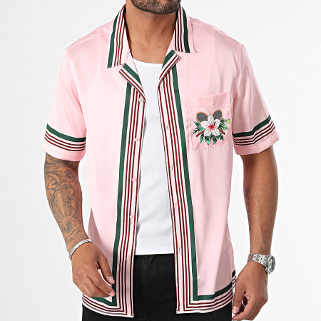 Classic Series - Camicia a maniche corte con fiori rosa