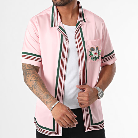 Classic Series - Camisa rosa floral de manga corta