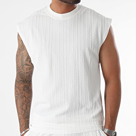 Classic Series - Conjunto de camiseta blanca de tirantes y pantalón corto de jogging