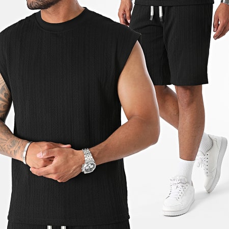 Classic Series - Conjunto de camiseta negra de tirantes y pantalón corto de jogging