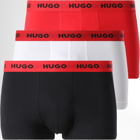 HUGO - Set di 3 boxer 50469786 Nero Rosso Bianco