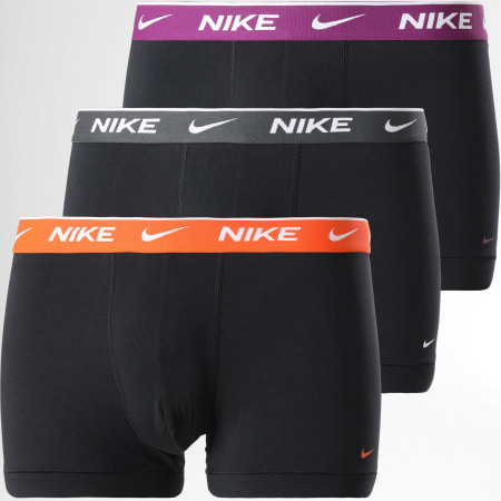 Nike - Pack De 3 Cada Algodón Stretch Boxers KE1008 Negro Morado Naranja Gris