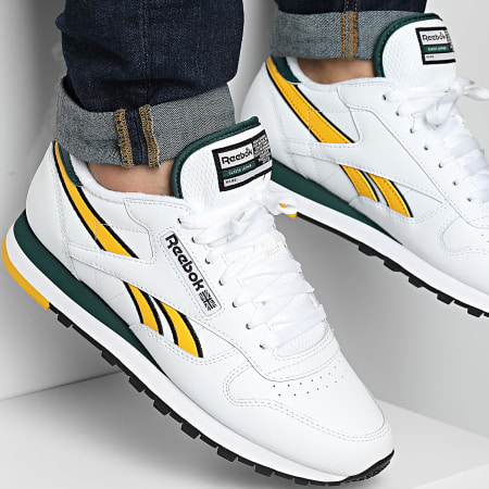 Reebok - Sneakers classiche in pelle 100201079 Bianco Oro Verde