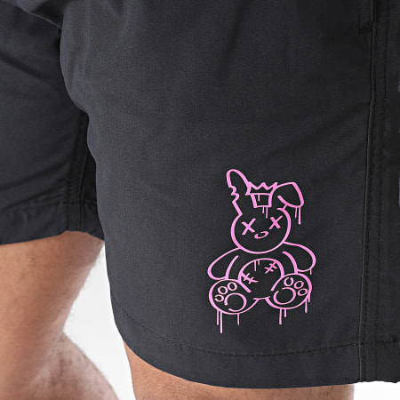 Sale Môme Paris - Lapin King Zwemshort Zwart Roze Fluo