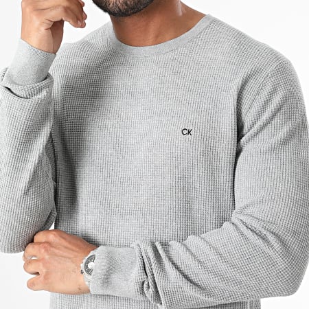 Calvin Klein - Sweat Crewneck Waffle Structure 3031 Gris Chiné