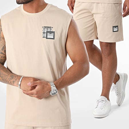 Classic Series - Ensemble Débardeur et Short Jogging Beige