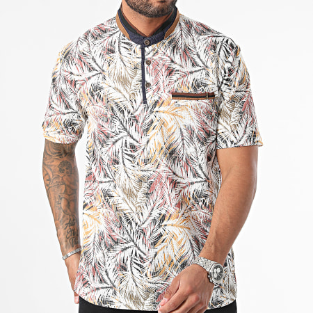 Classic Series - Polo Manches Courtes Blanc Beige Floral