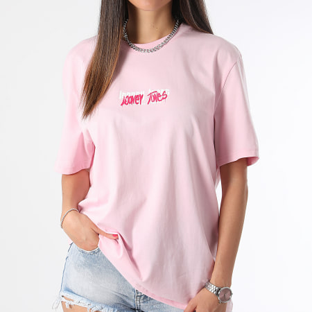 Looney Tunes - Tee Shirt Oversize Femme Bugs Bunny Back Color Spray Pink Pastel
