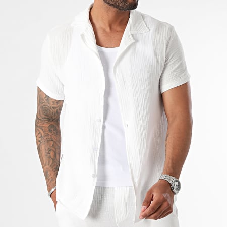 MTX - Ensemble Chemise Manches Courtes Et Short Blanc