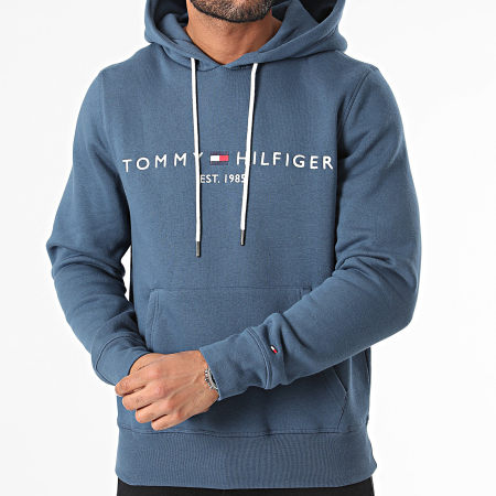 Sweat Capuche Tommy Logo 1599 Bleu Marine