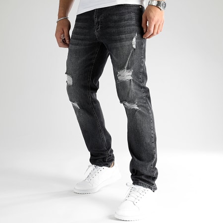 LBO - Juego De 2 Vaqueros Regular Fit Con Destroy 2674 2892 Denim Gris Claro Negro