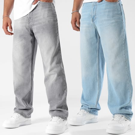LBO - Set di 2 jeans larghi a gamba larga 3395 3384 Blu Denim Grigio