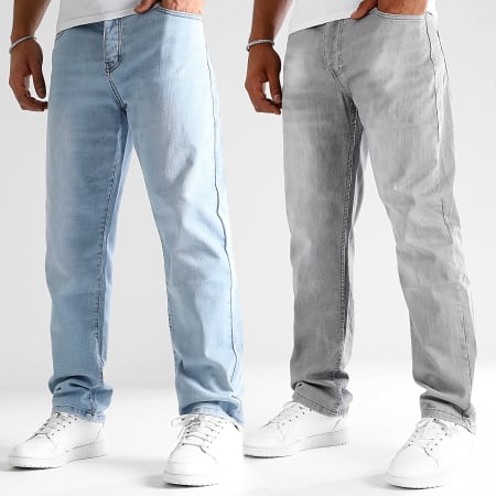 LBO Lot De 2 Jeans Relaxed Fit 0144 0248 Bleu Denim Gris Clair LaBoutiqueOfficielle