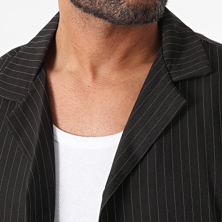 MTX - Conjunto de camisa negra de manga corta y pantalón corto a rayas