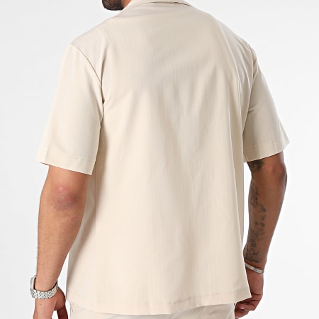 MTX - Set camicia a maniche corte e pantaloncini da jogging a righe beige