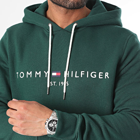 Tommy Hilfiger - Felpa con cappuccio Tommy Logo 1599 verde scuro