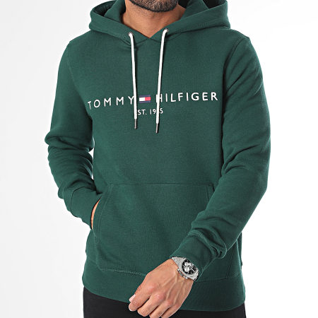 Tommy Hilfiger - Felpa con cappuccio Tommy Logo 1599 verde scuro