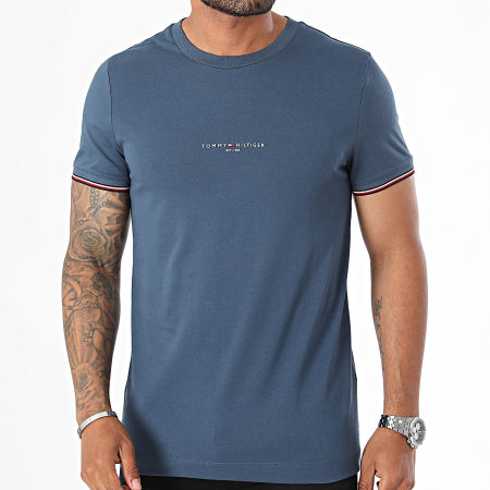 Tommy Hilfiger - Tee Shirt Slim Logo Tipped 2584 Bleu Foncé