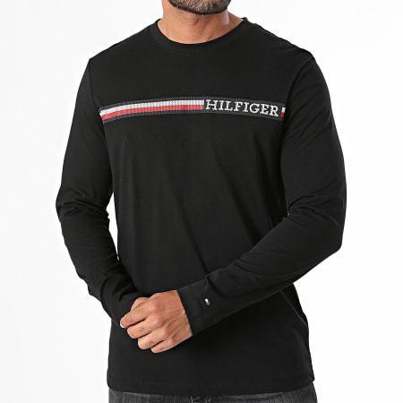 Tommy Hilfiger - Tee Shirt Manches Longues Chest Stripe 6740 Noir