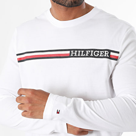 Tommy Hilfiger - Tee Shirt Manches Longues Chest Stripe 6740 Blanc