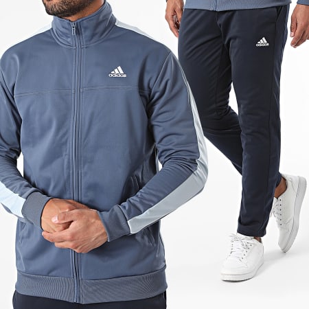 Adidas Performance - IY6673 Conjunto de chaqueta con cremallera y pantalón de jogging azul marino claro