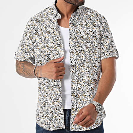 Armita - Slim Blanco Negro Amarillo Camisa Manga Corta