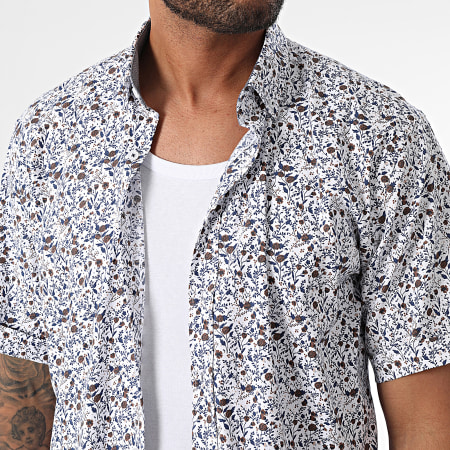 Armita - Camisa de manga corta Slim White Navy Brown