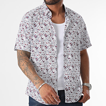 Armita - Camisa de manga corta Slim White Navy Bordeaux