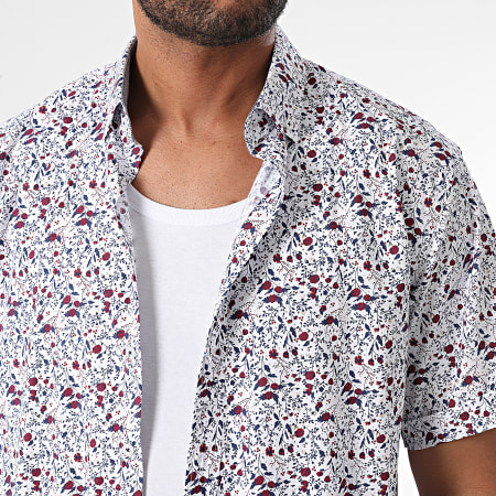 Armita - Camisa de manga corta Slim White Navy Bordeaux