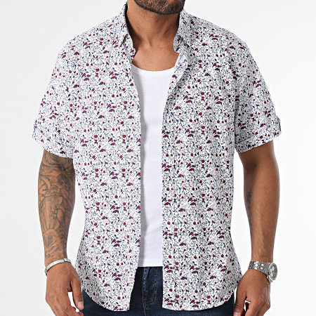 Armita - Camisa de manga corta Slim White Navy Bordeaux