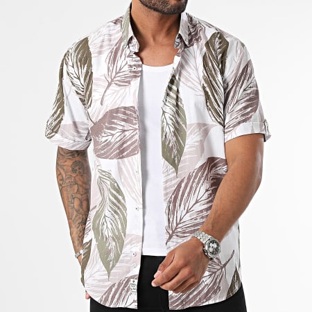 Armita - Regular Fit Camisa Manga Corta Blanco Beige Verde Caqui