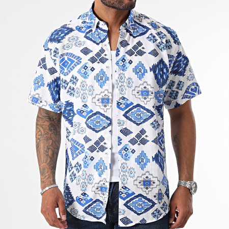 Armita - Camisa Manga Corta Regular Fit Blanca Azul Claro Azul Marino