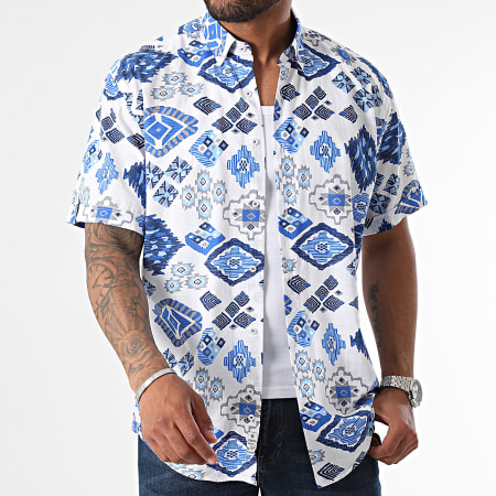 Armita - Camisa Manga Corta Regular Fit Blanca Azul Claro Azul Marino