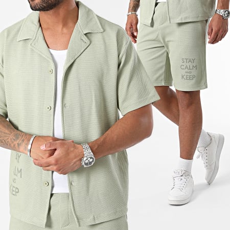 Armita - Conjunto de camisa de manga corta y pantalón corto de jogging Verde claro