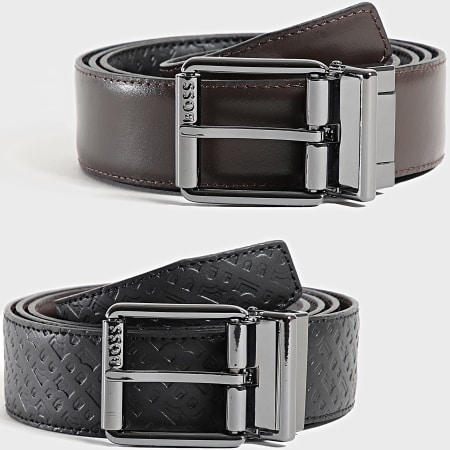 BOSS - Ceinture Réversible Orrol Mono Noir Marron