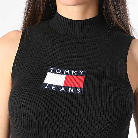 Tommy Jeans - Robe Pull Sans Manches Femme Center Flag 8607 Noir