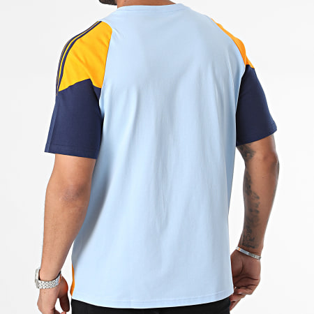 Adidas Sportswear - Tee Shirt A Bandes Real IT5144 Bleu Clair Bleu Marine Orange