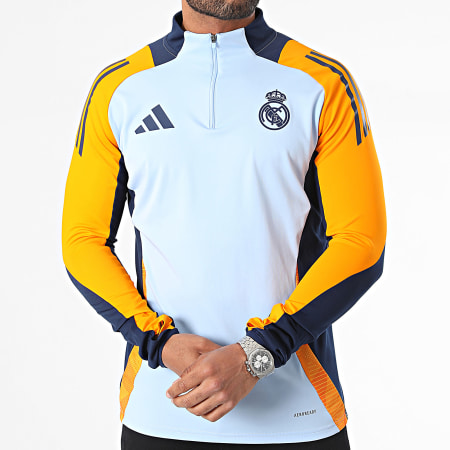 Adidas Sportswear - Maglietta a maniche lunghe a righe Real IT5118 Azzurro Navy Arancione