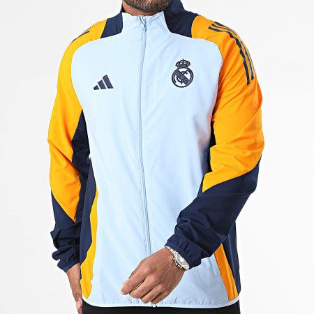 Adidas Sportswear - Giacca con zip a righe Real Madrid IT5147 Azzurro Navy Arancione