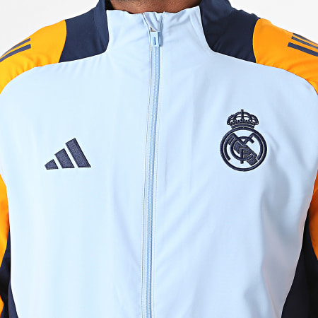 Adidas Sportswear - Veste Zippée A Bandes Real Madrid IT5147 Bleu Clair Bleu Marine Orange