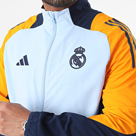 Adidas Sportswear - Giacca con zip a righe Real Madrid IT5147 Azzurro Navy Arancione