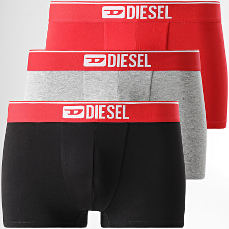 Diesel - Juego de 3 bóxers Damien 00ST3V-0GDAC Negro Rojo Brezo Gris